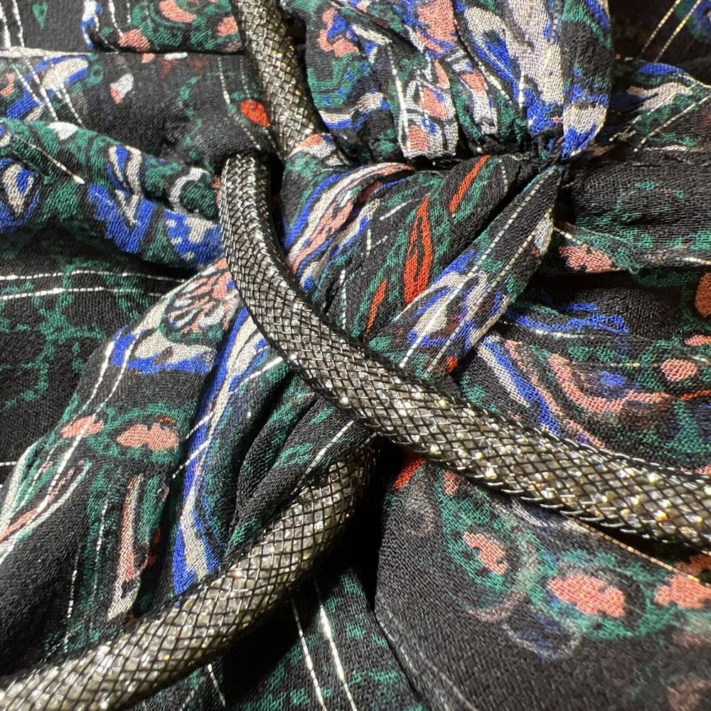 Veronica Beard Black Floral Maxi Dress with Navy and Rust Accents - Picture 13 of 15